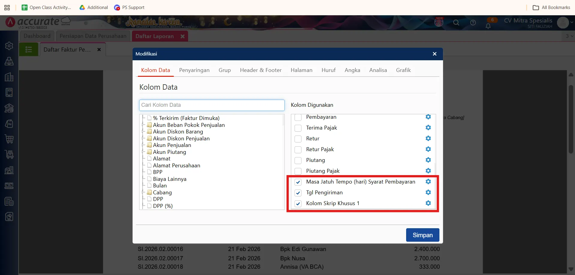menggunakan rumus tanggal &amp; hari pada laporan