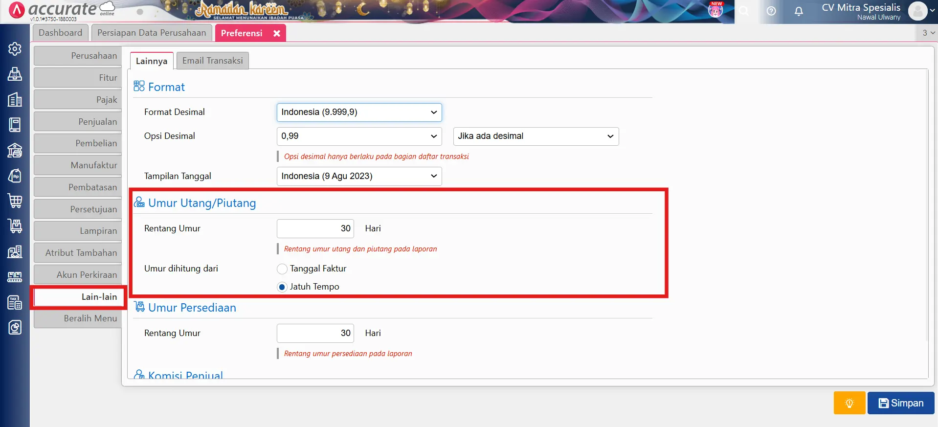 melihat laporan perputaran piutang utang