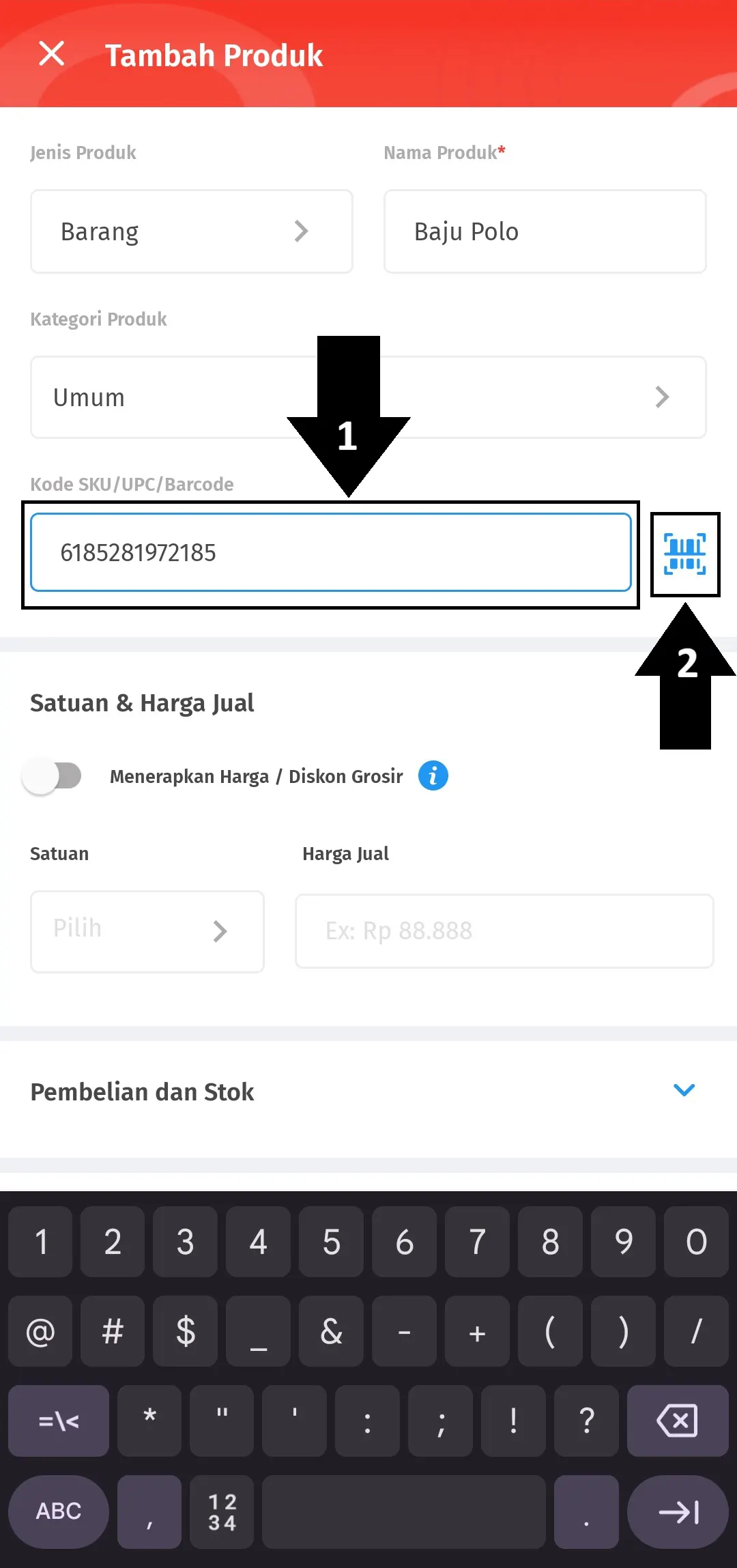 menambahkan produk barang
