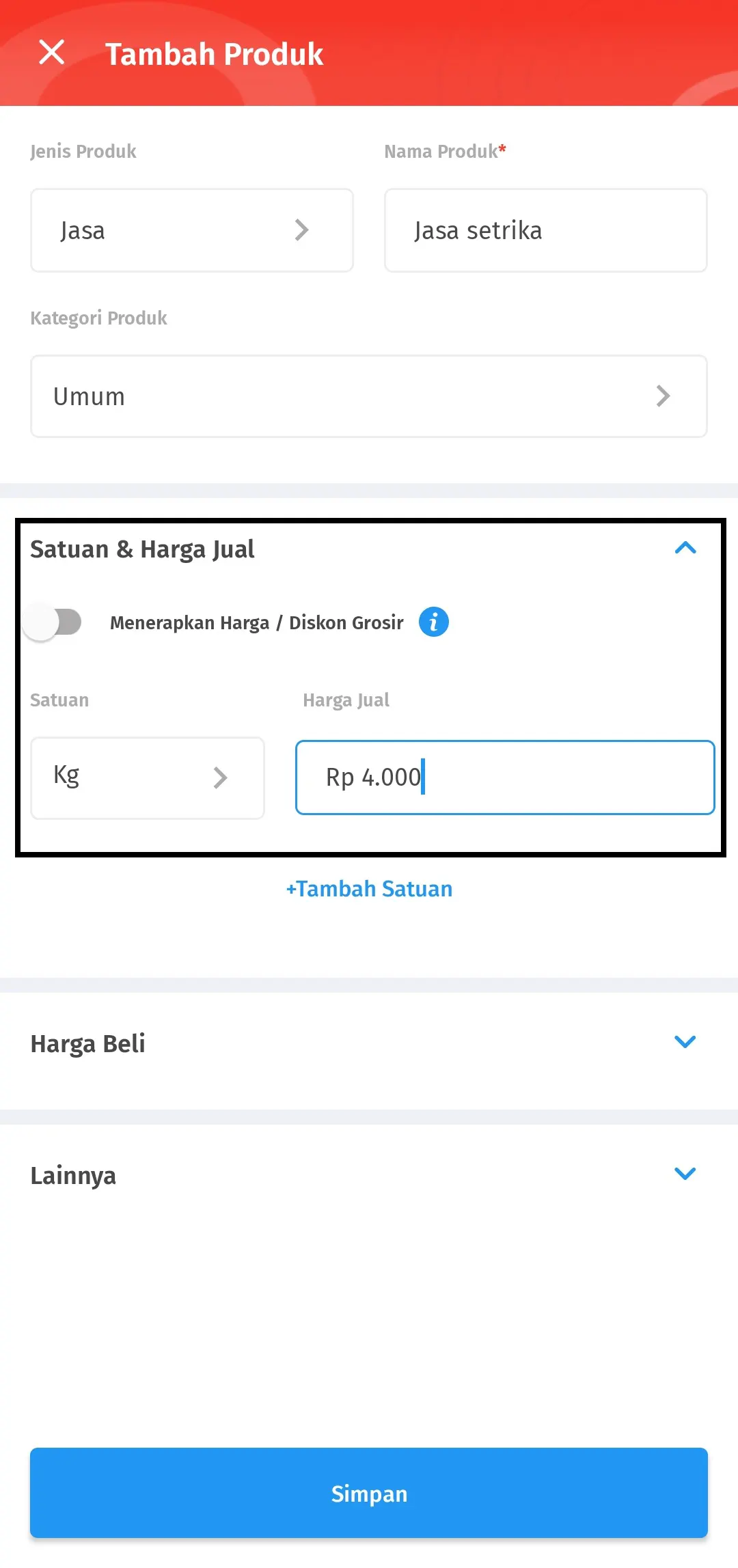 menambahkan produk jasa