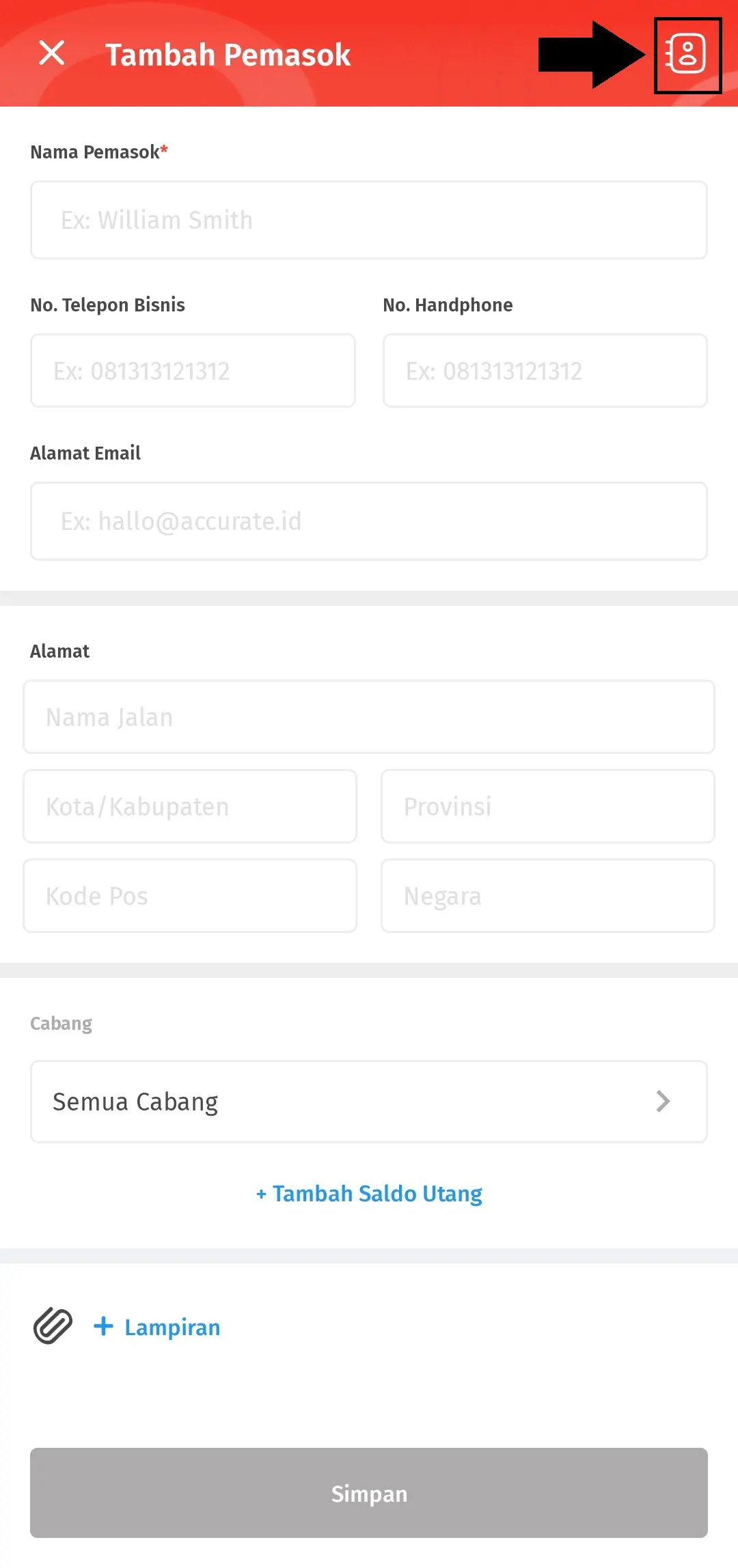 menambah data pemasok