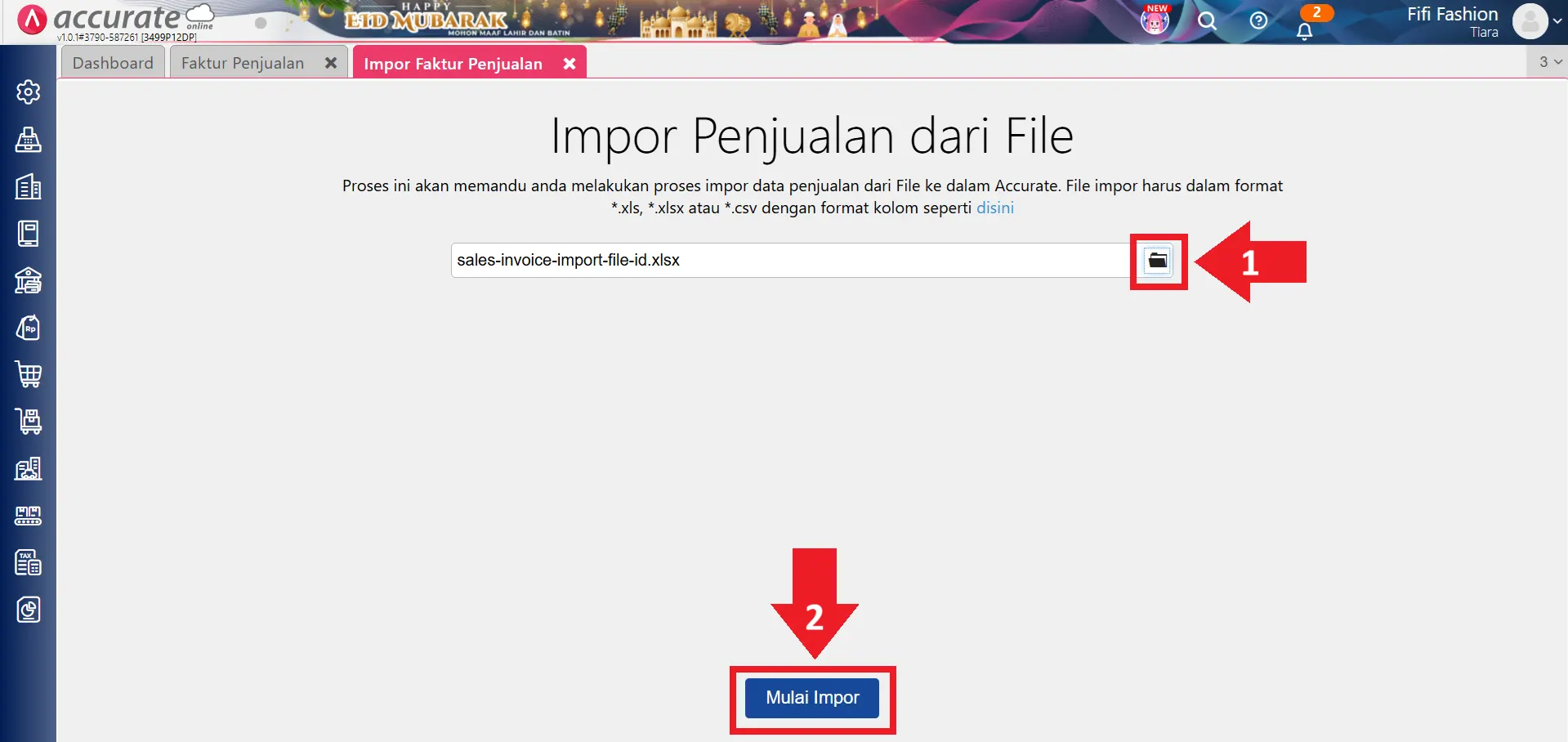 mengimpor faktur dari pengiriman pesanan