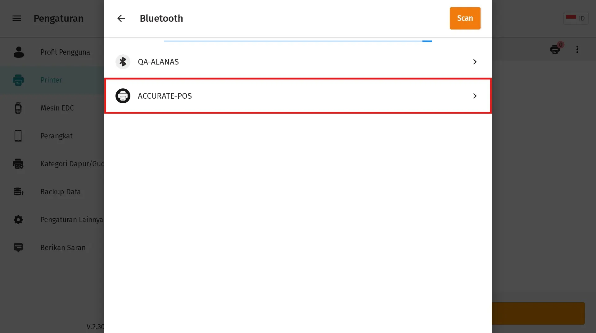 setting printer bluetooth