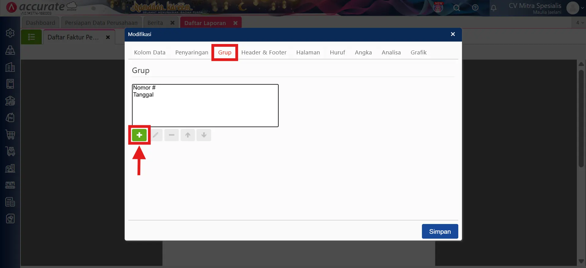 mengurutkan nilai di laporan