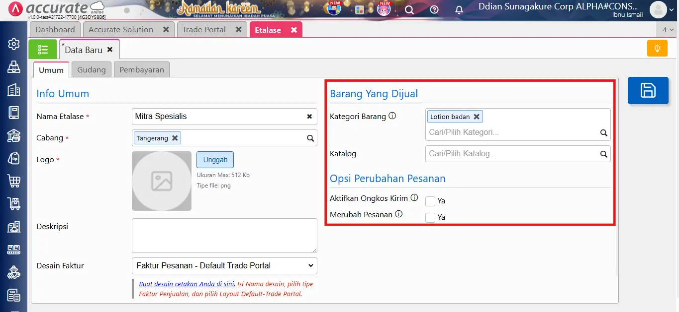 membuat dan setting etalase toko