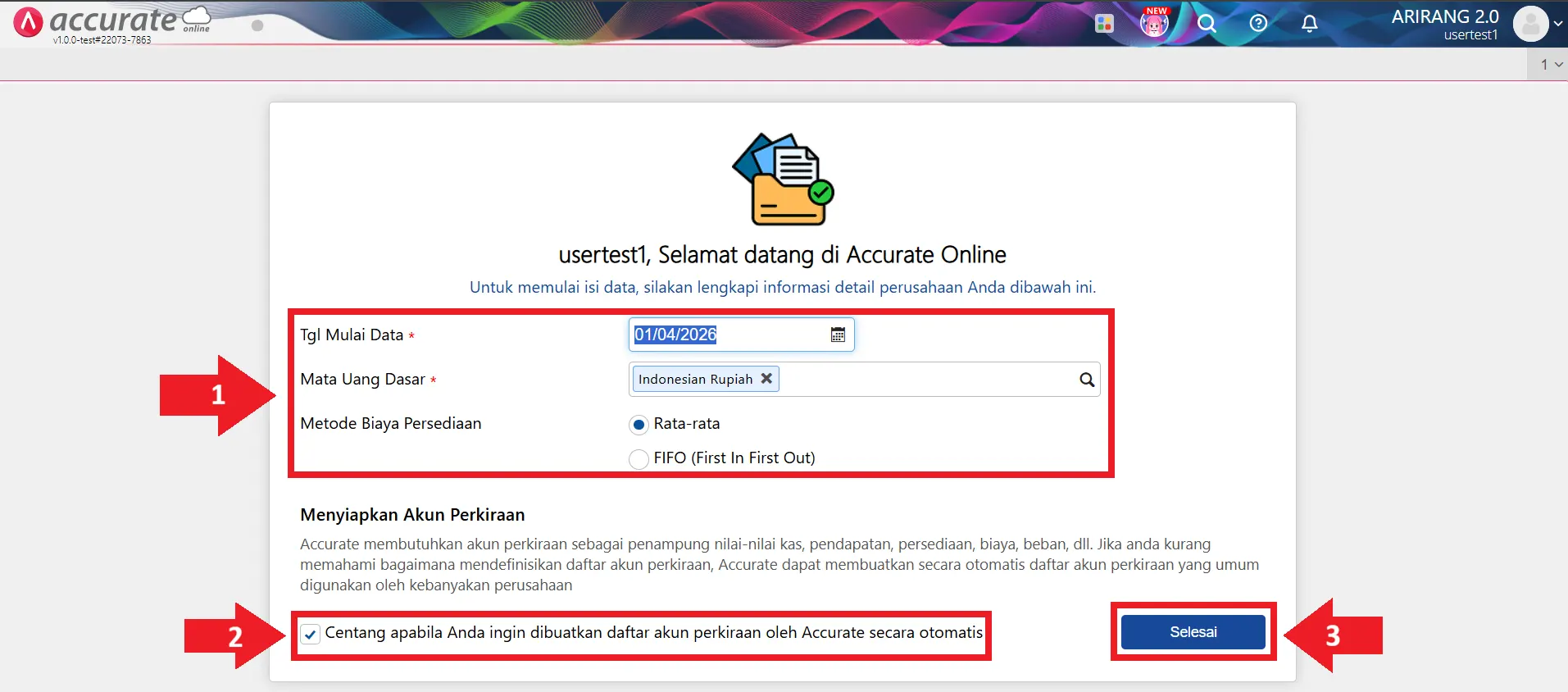 buat data usaha baru Accurate