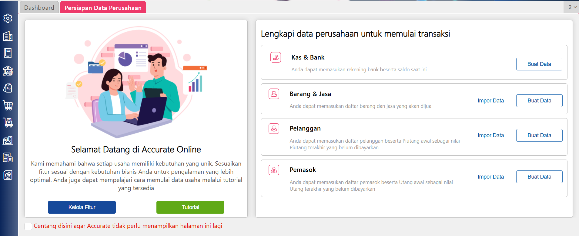buat data usaha baru Accurate