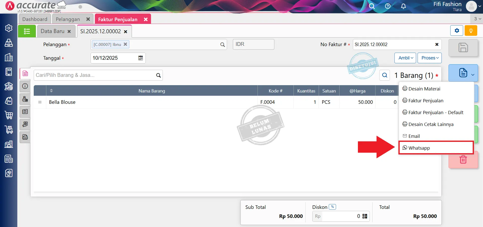 kirim faktur ke Whatsapp