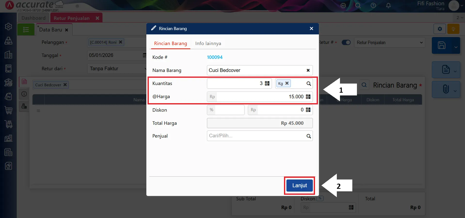 Cara retur penjualan jasa