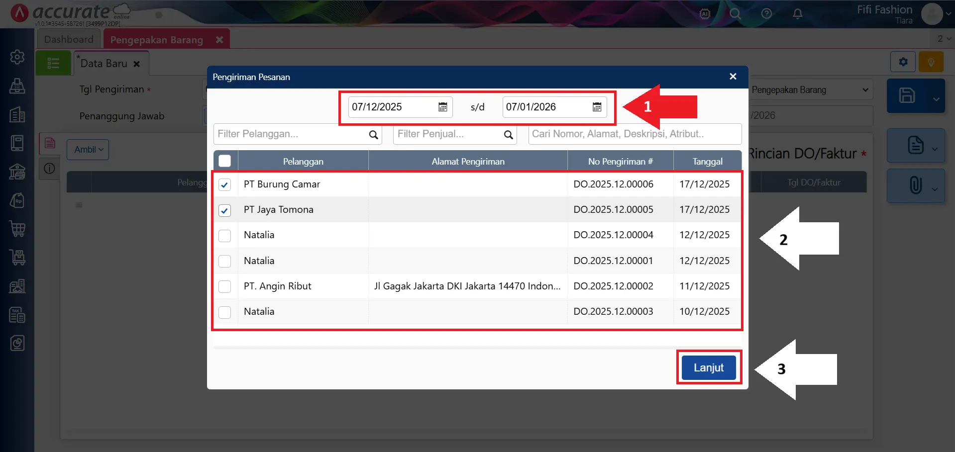 Fitur pengepakan barang