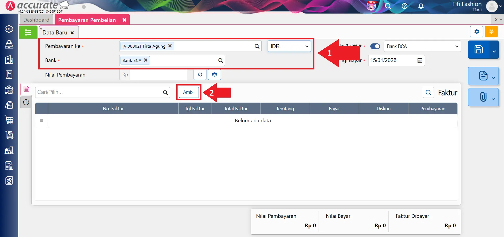 mencatat pembayaran utang PPN valas