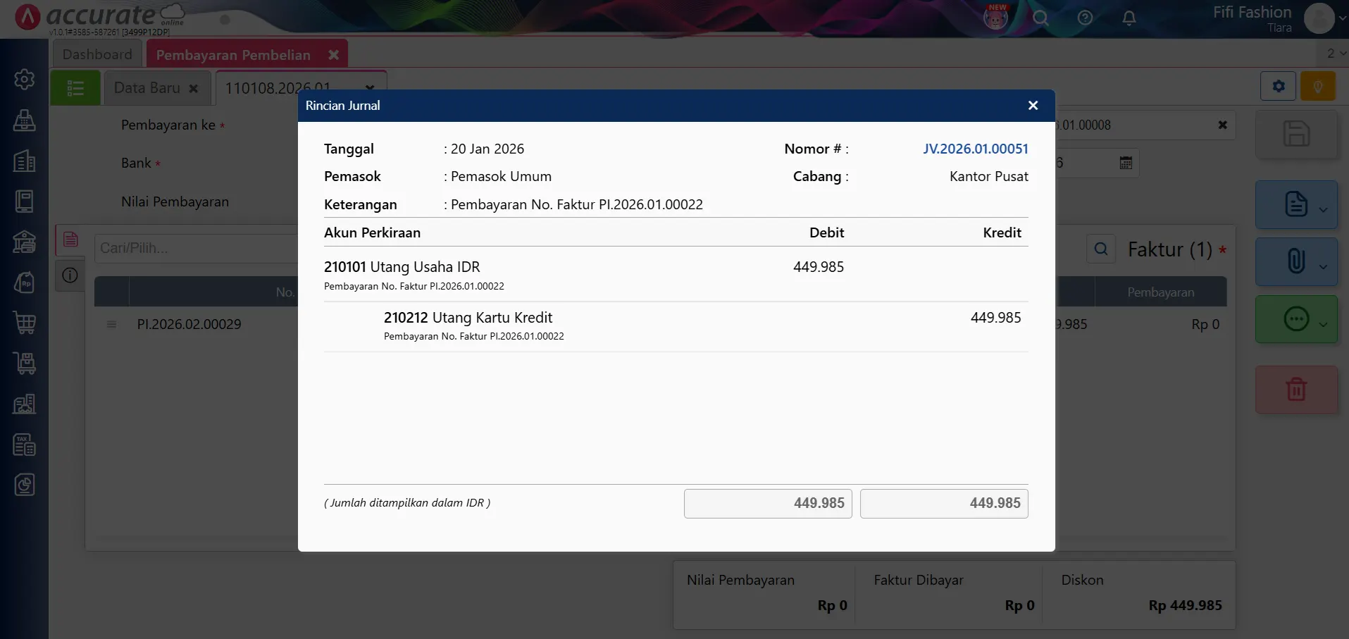 mencatat pembayaran pembelian kartu kredit