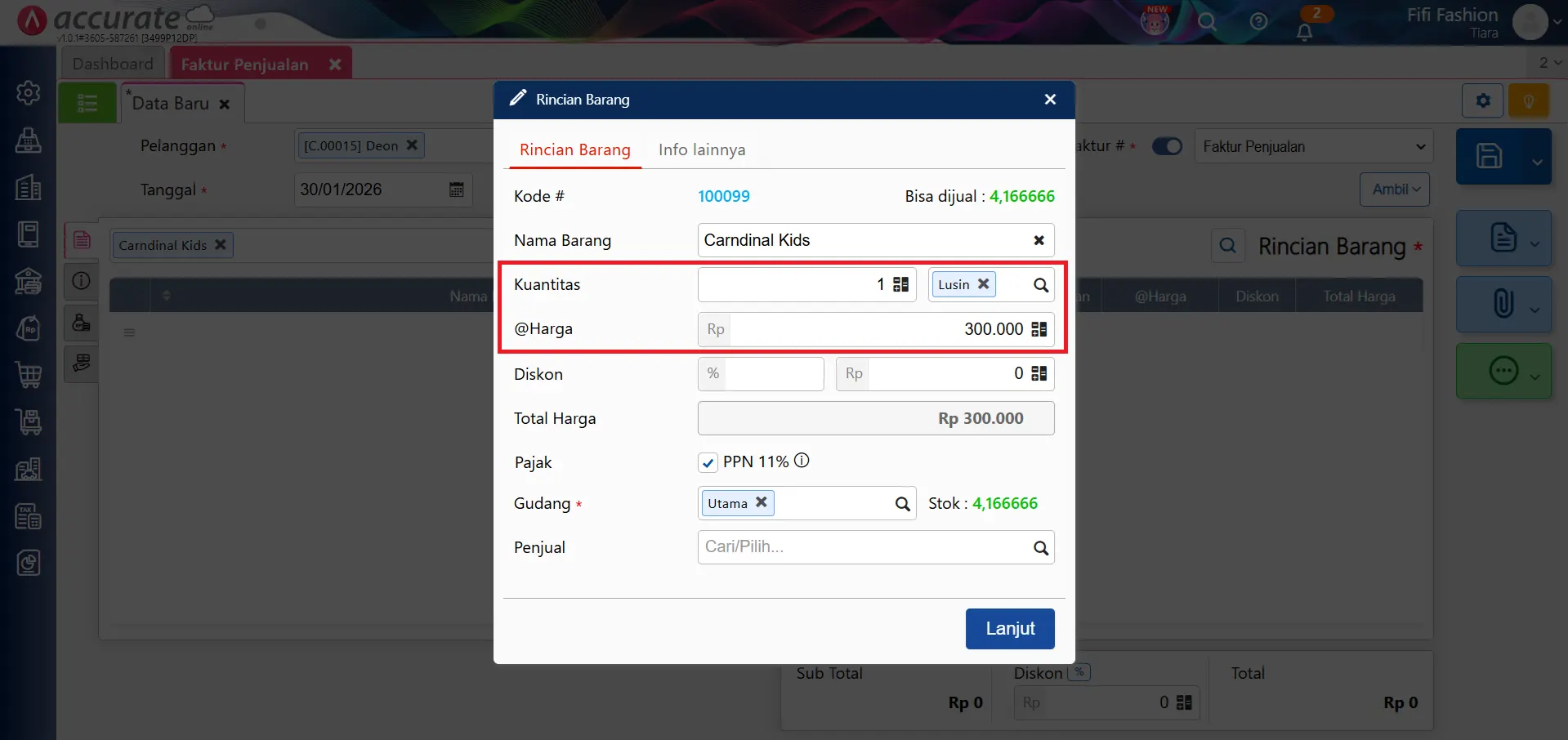 default harga jual multi satuan