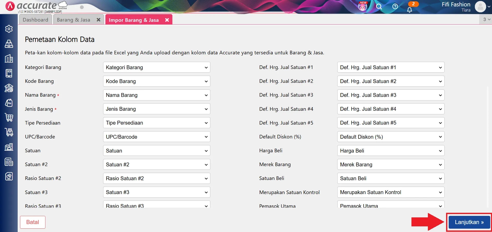 import barang saldo awal per gudang