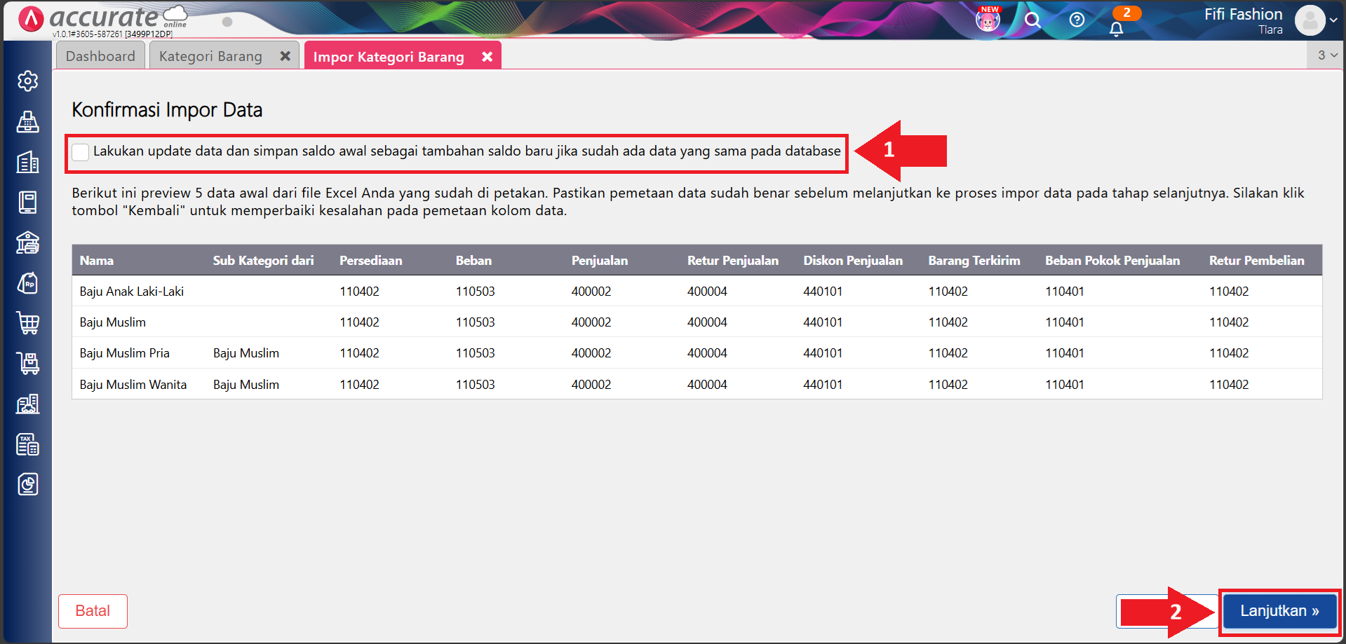 Cara impor kategori barang dari Excel