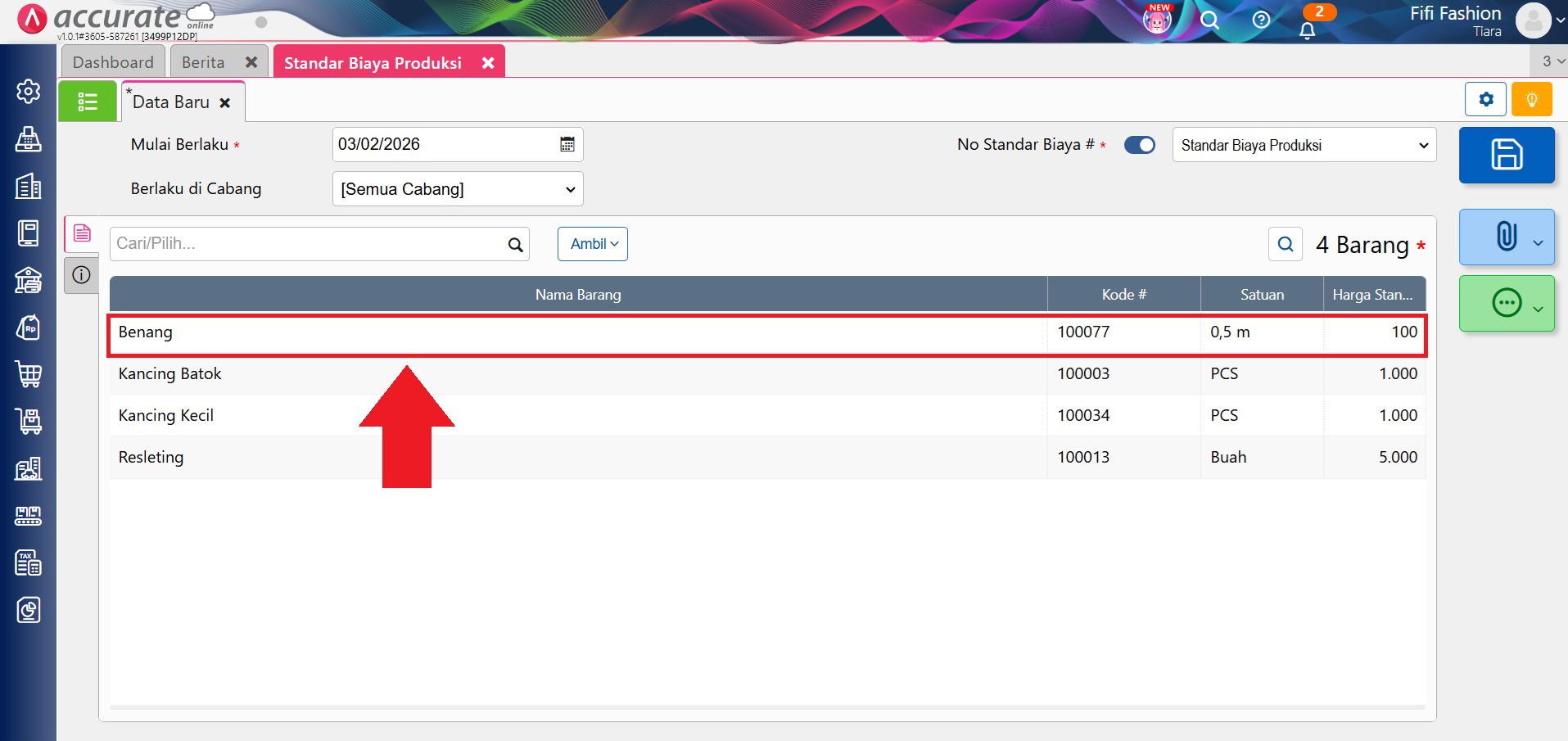 standar biaya produksi