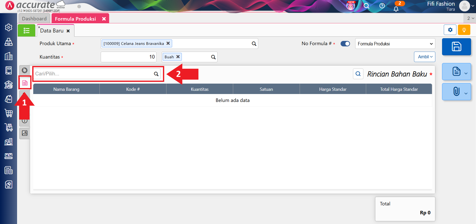 formula produksi dengan tahapan