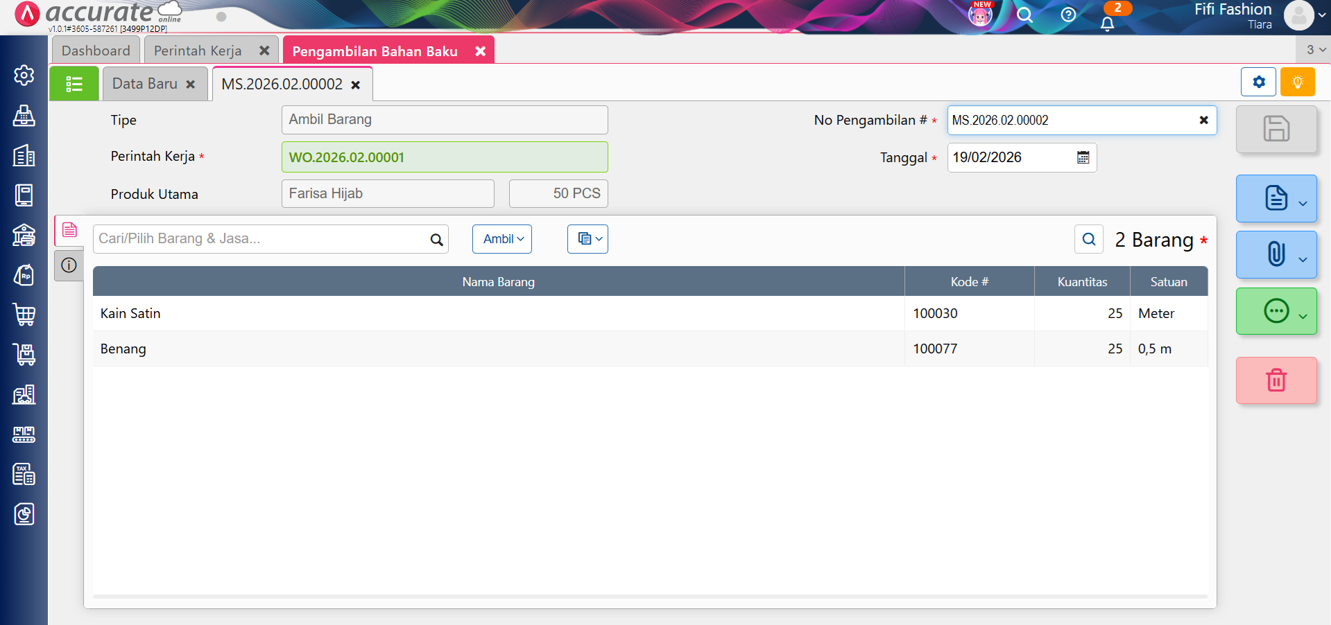 hitung progress perintah kerja