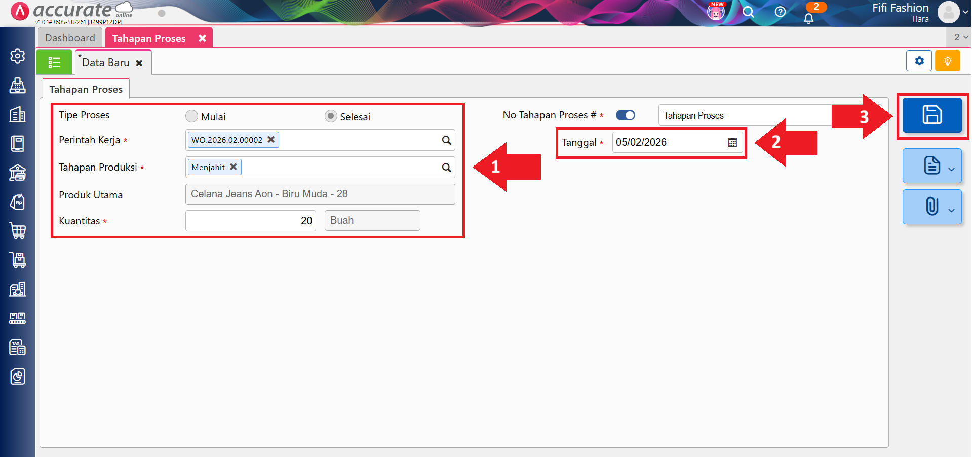 fitur tahapan proses Produksi