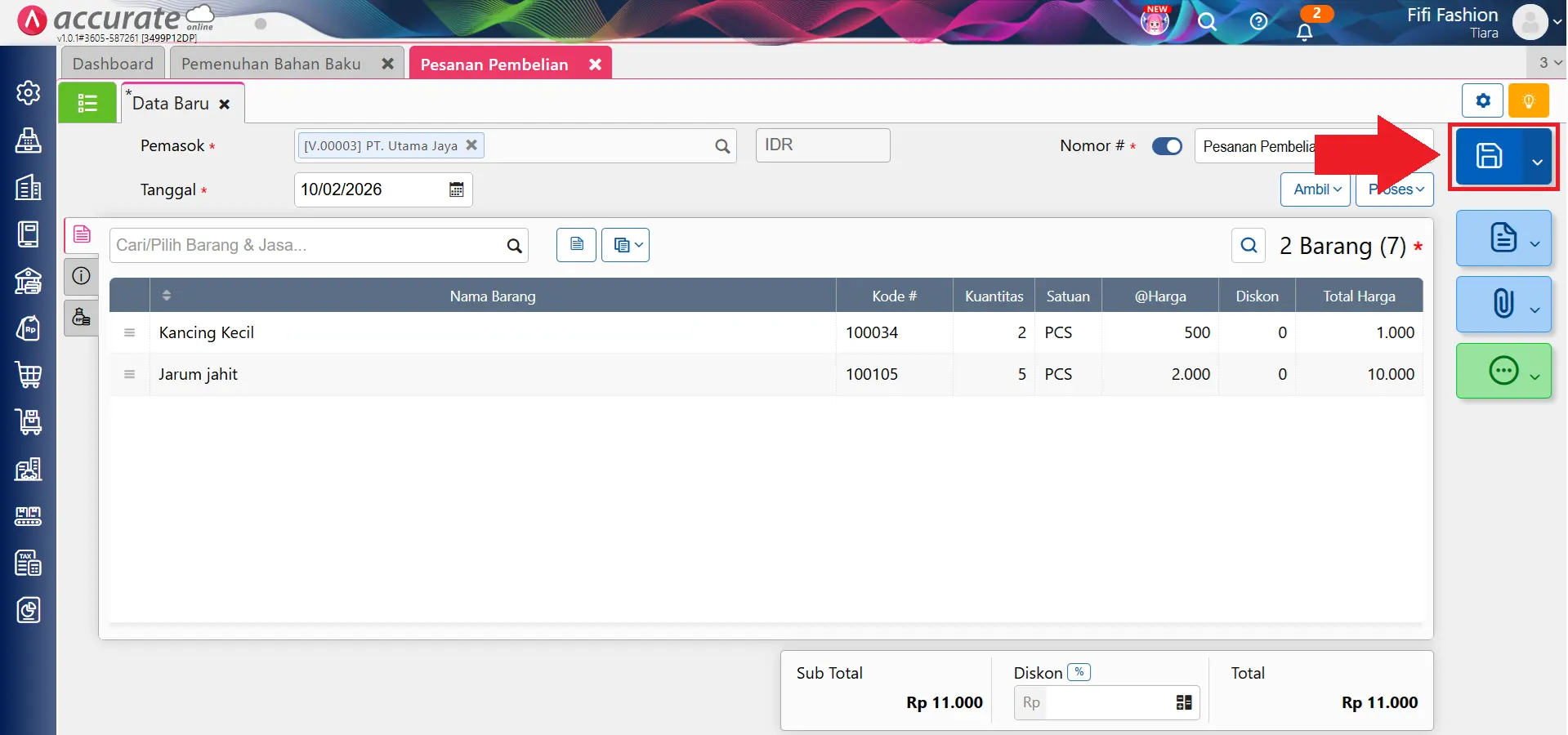 membuat pesanan barang