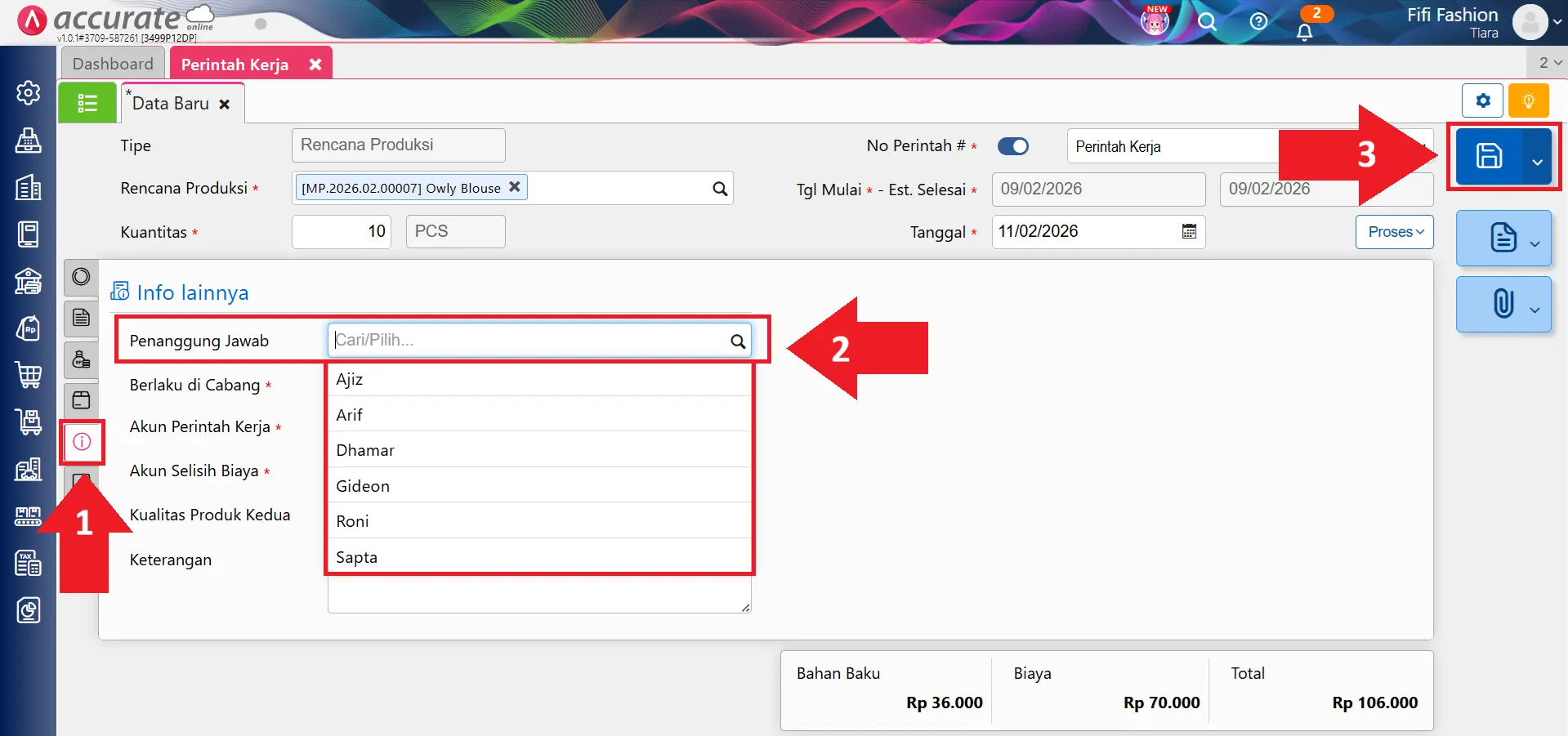 penanggung jawab produksi