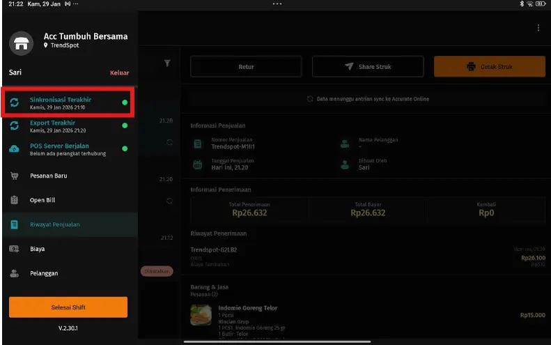 Kirim ulang penjualan