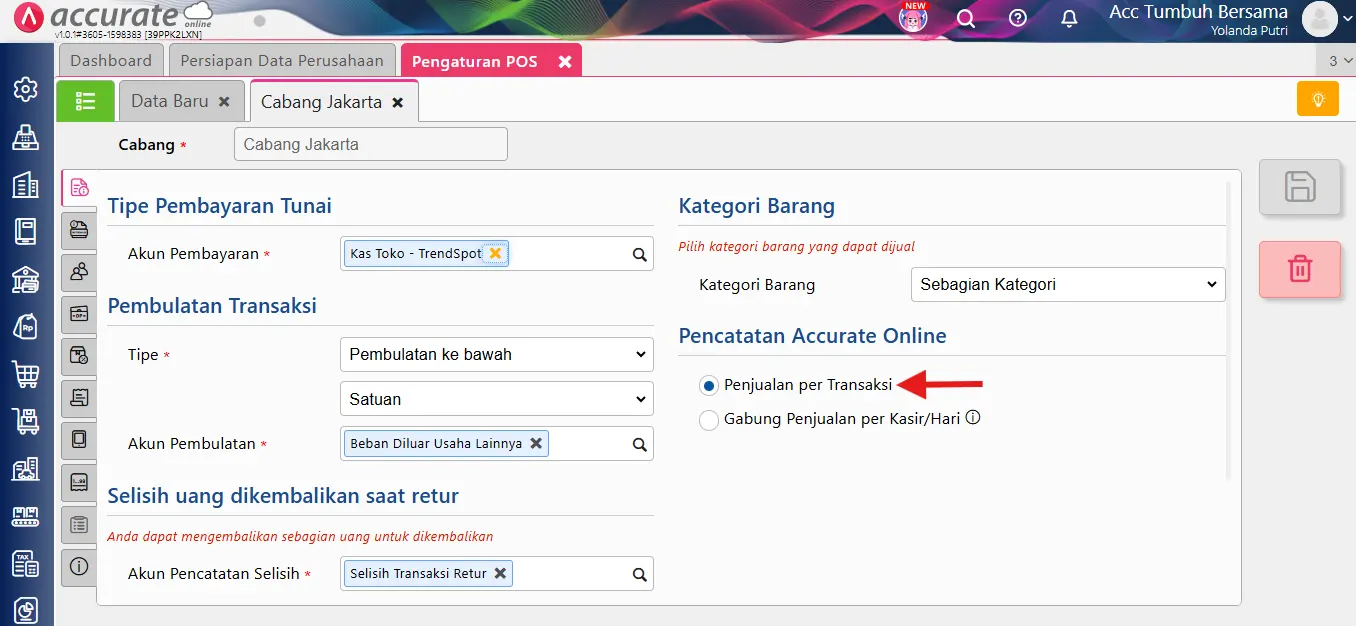 catat transaksi apos aol