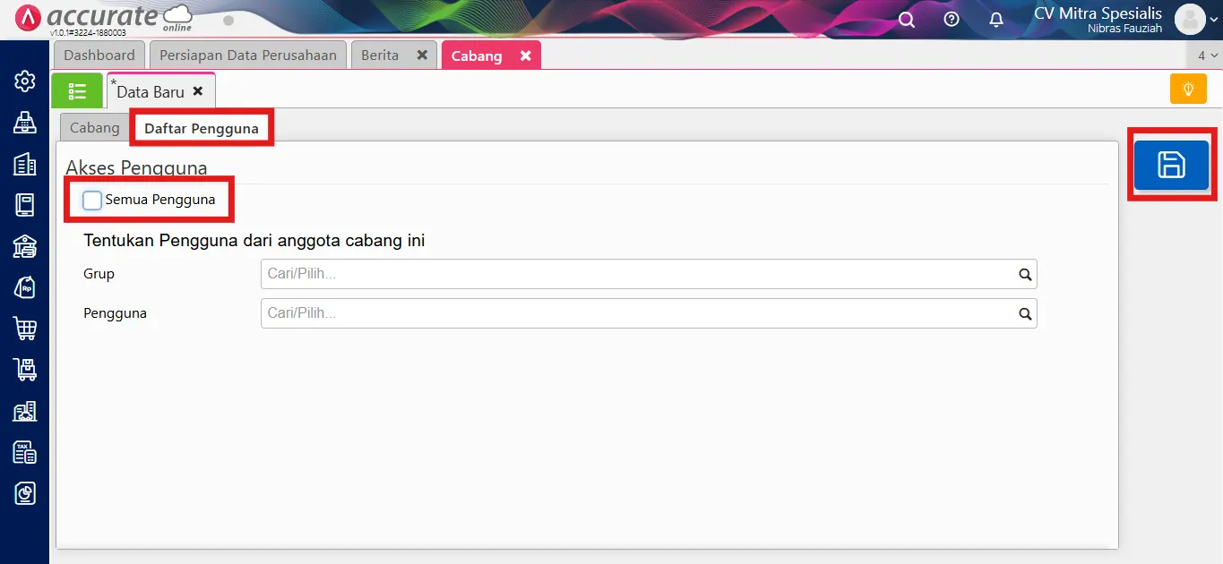 Mengenal fitur cabang Accurate Online