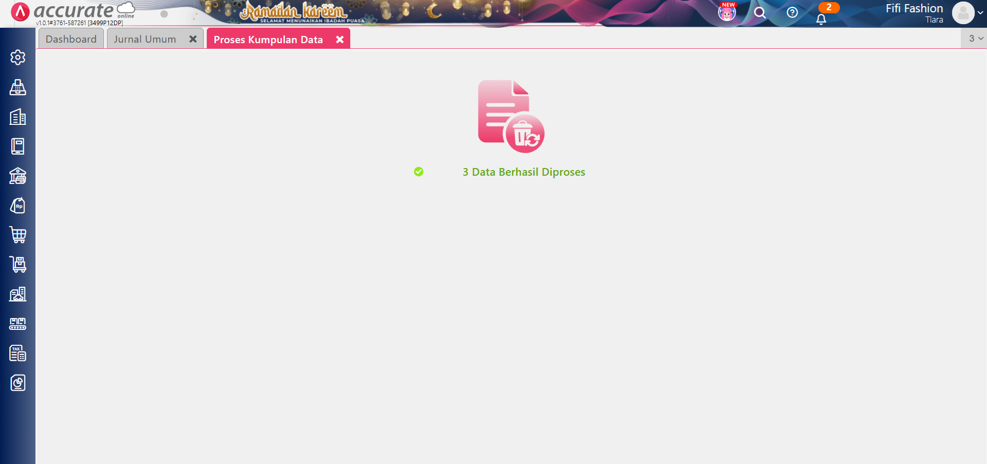 hapus pencatatan Beban secara massal