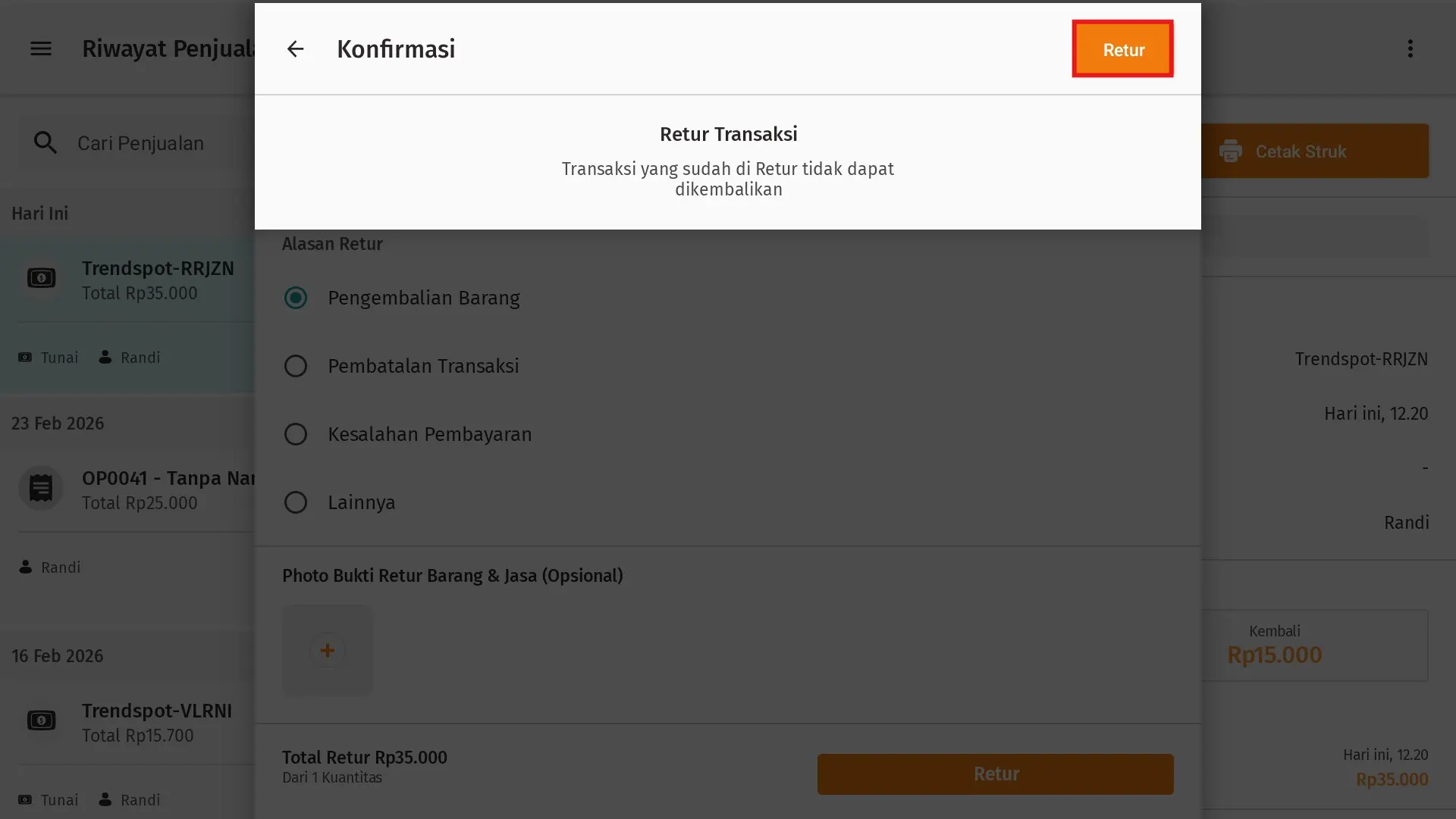 membuat retur ganti barang