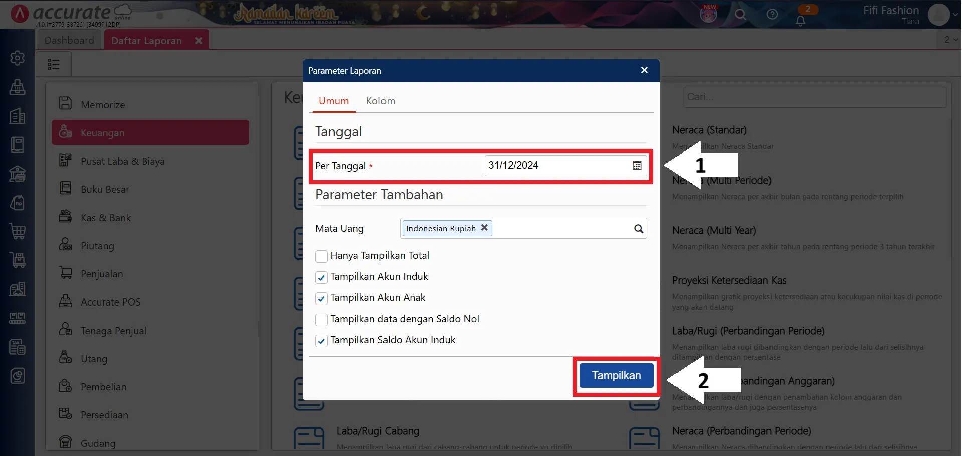 akun laba tahun ini di laporan neraca