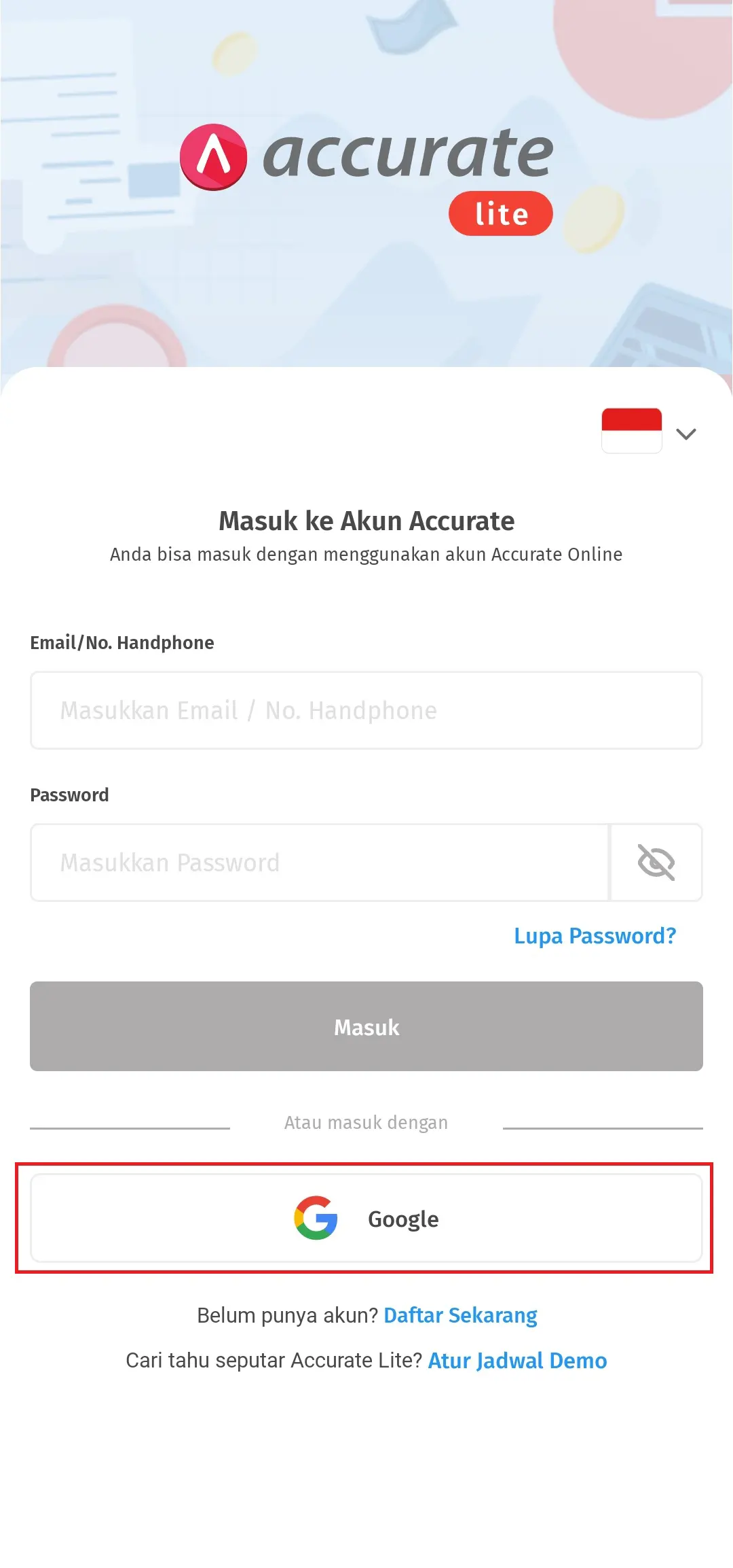 daftar & login Accurate Lite