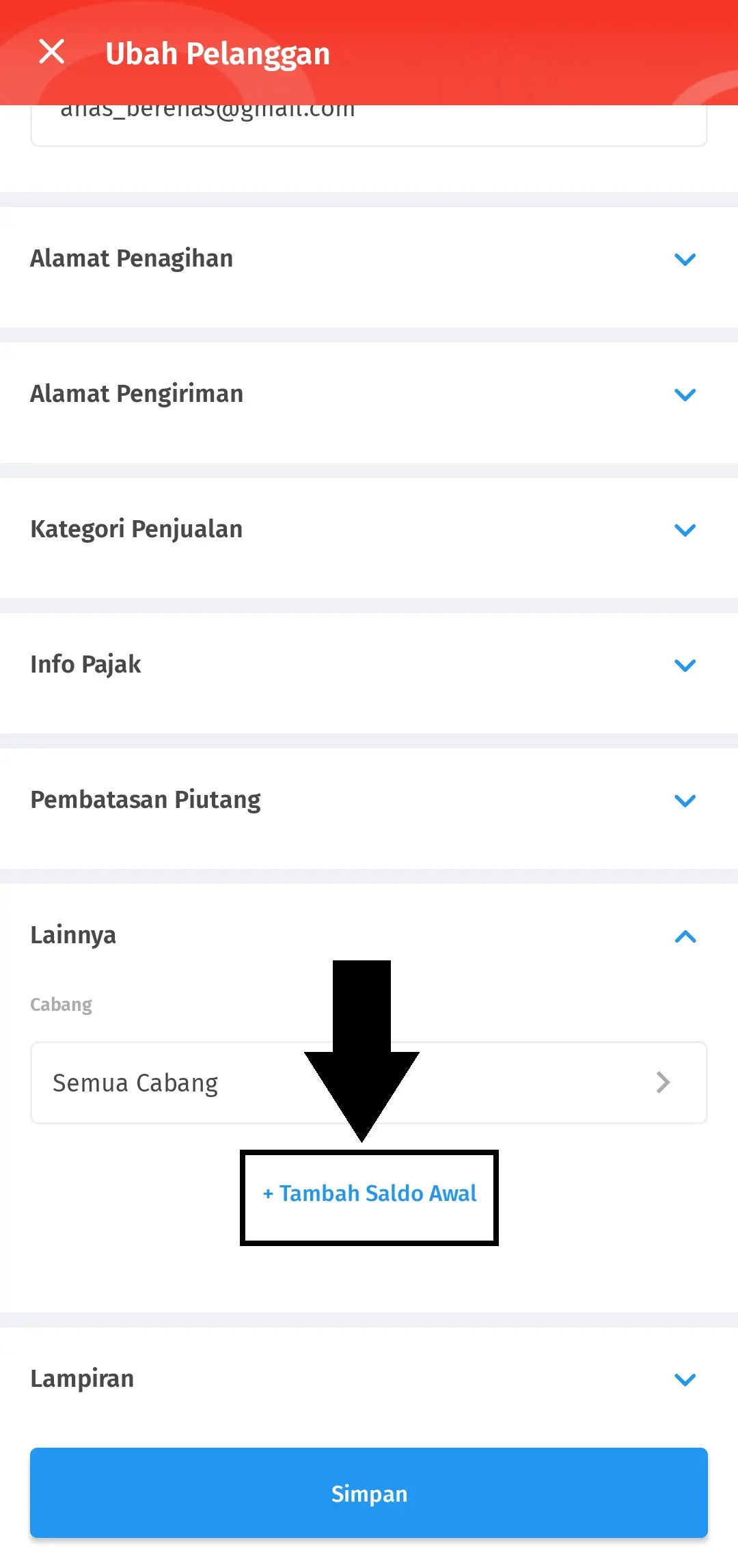 mengisi saldo piutang