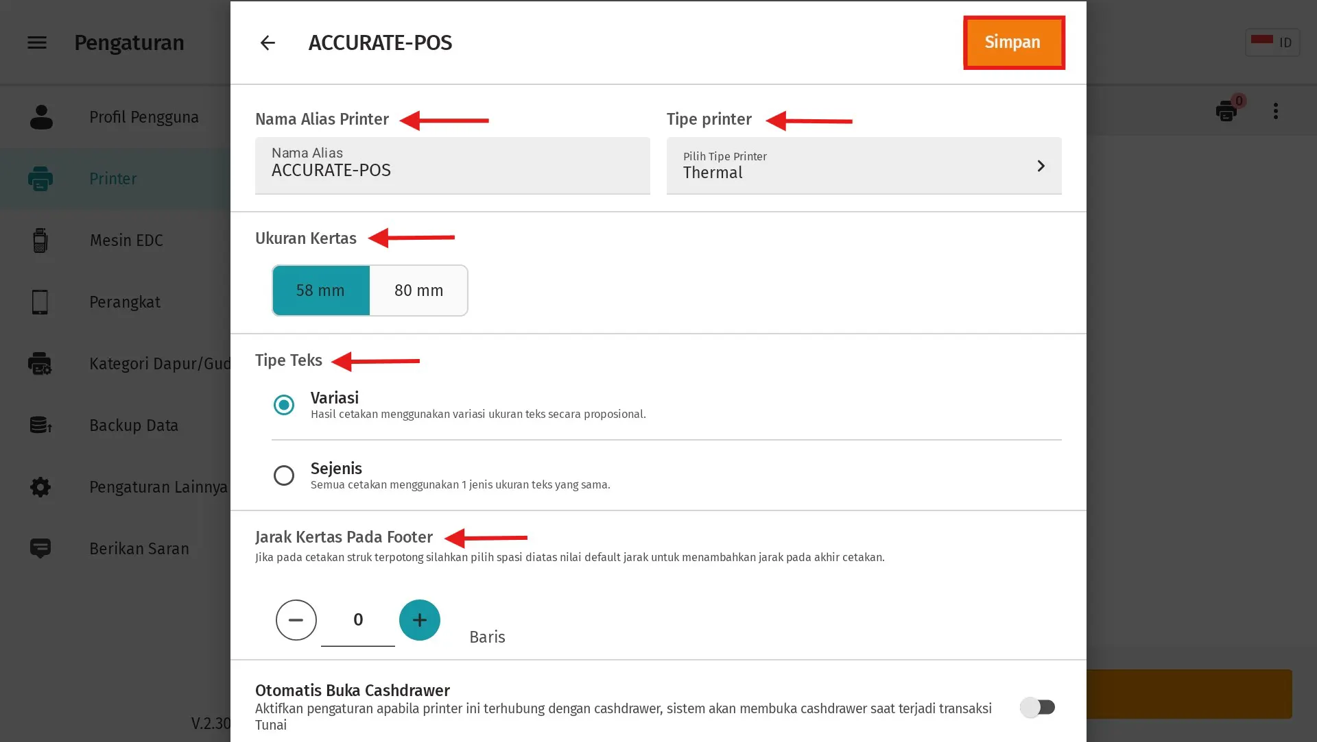 setting printer bluetooth