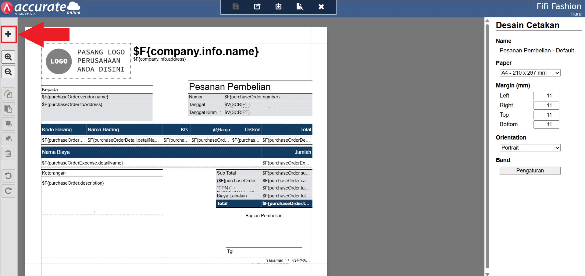menampilkan total qty purchase order