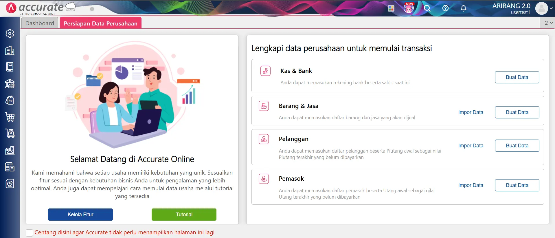 buat data usaha baru Accurate