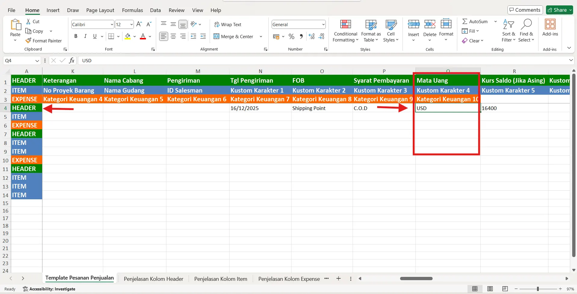 impor pesanan penjualan valas dari excel