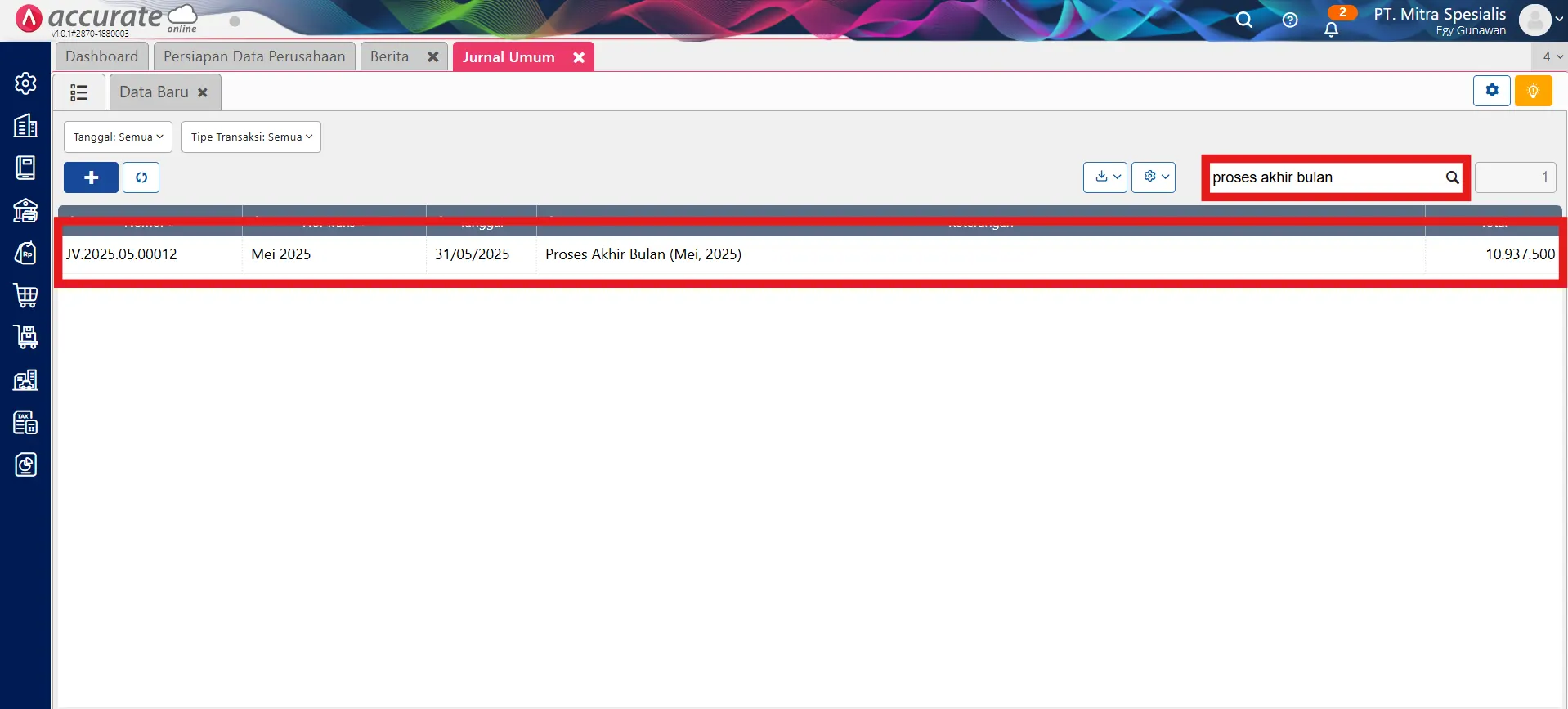 fitur proses akhir bulan