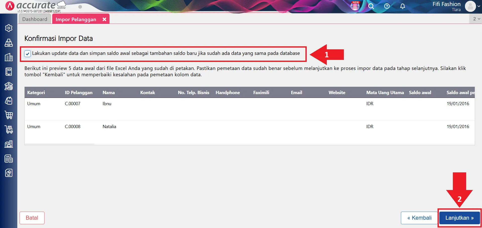 impor pelanggan dengan multi akun piutang