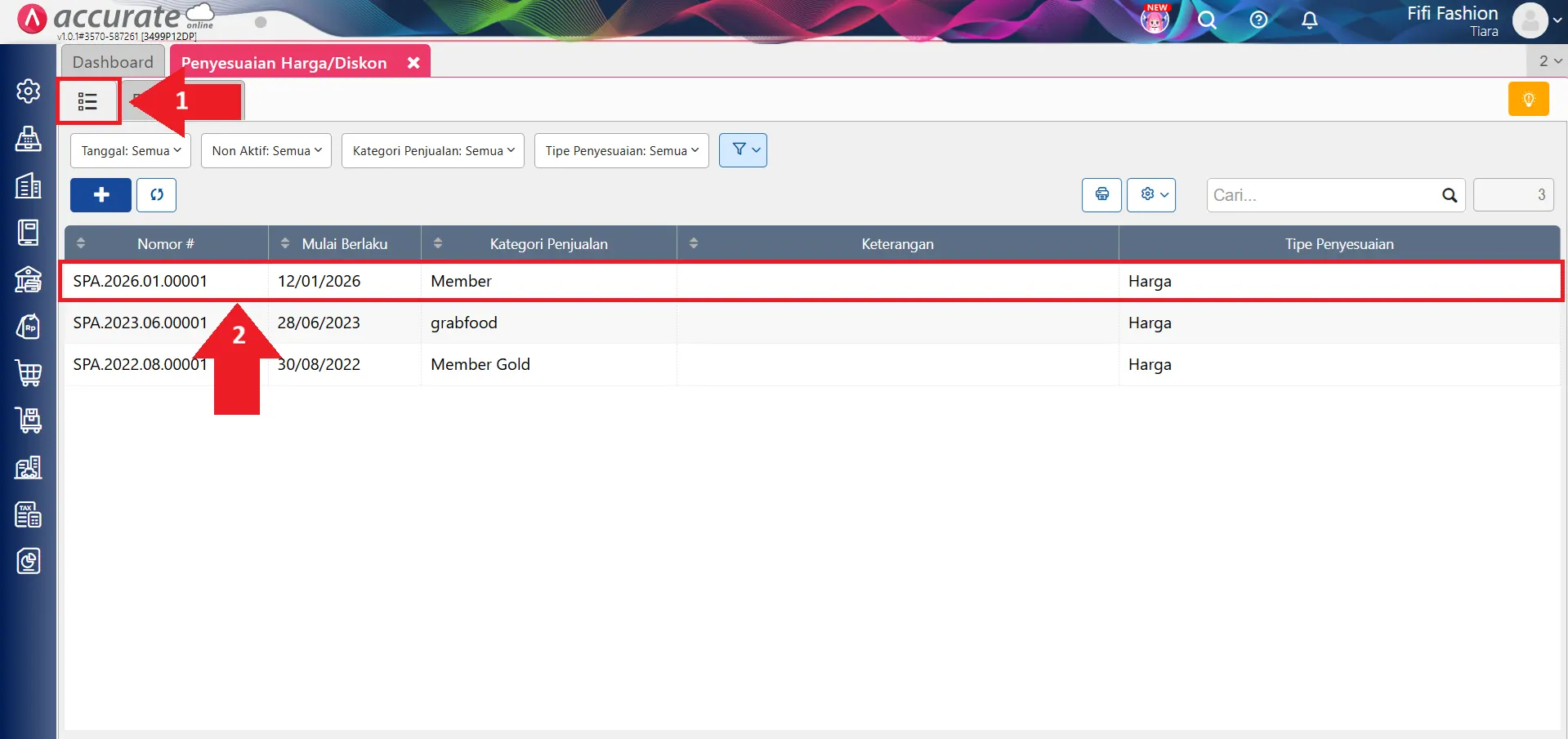 Fitur penyesuaian harga diskon