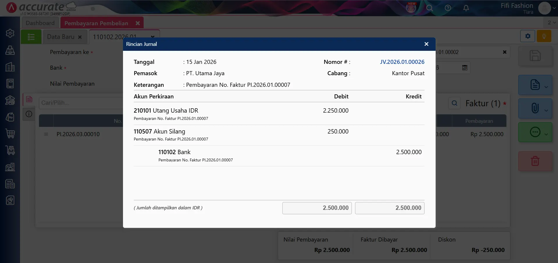 mencatat kelebihan pembayaran pembelian