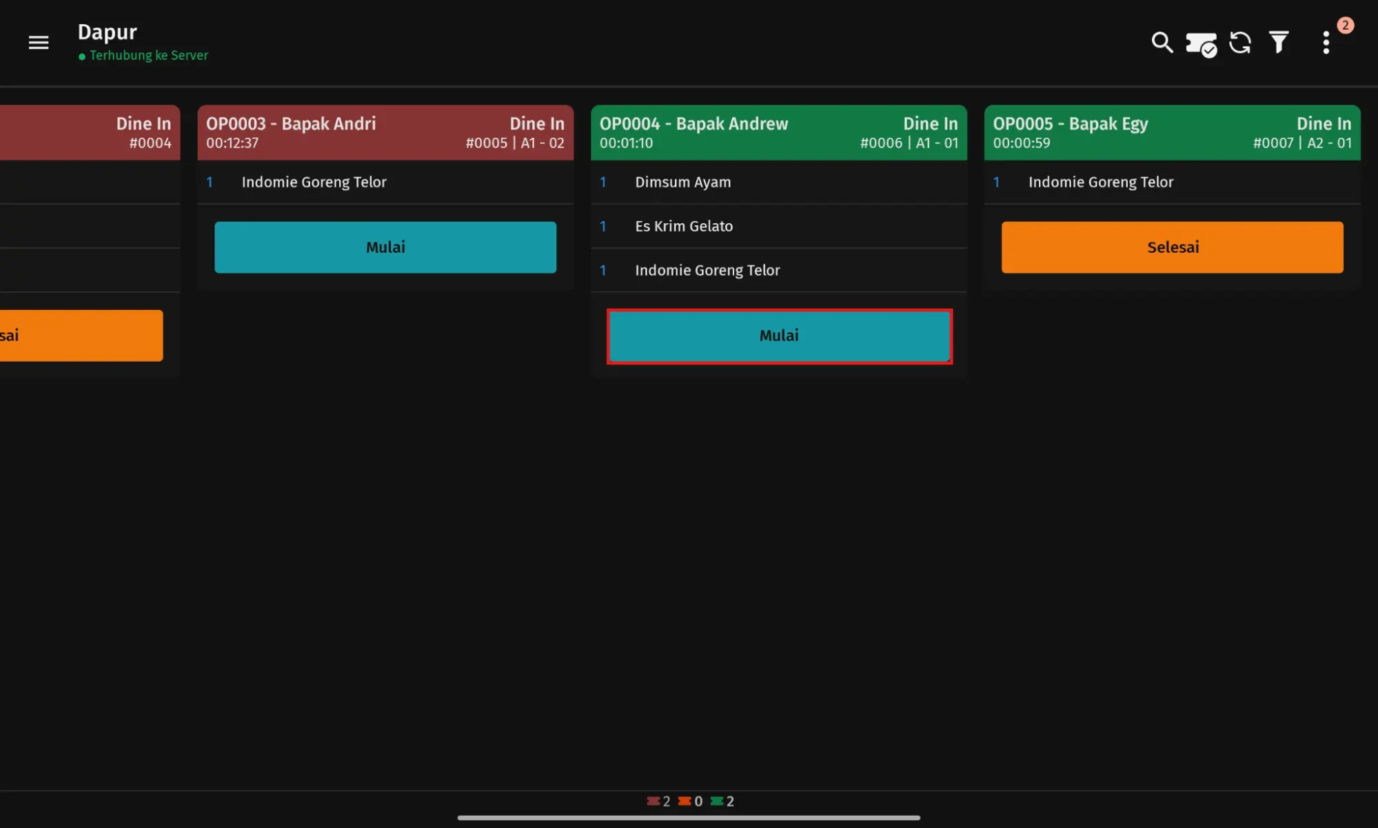 cetak tiket pesanan KDS
