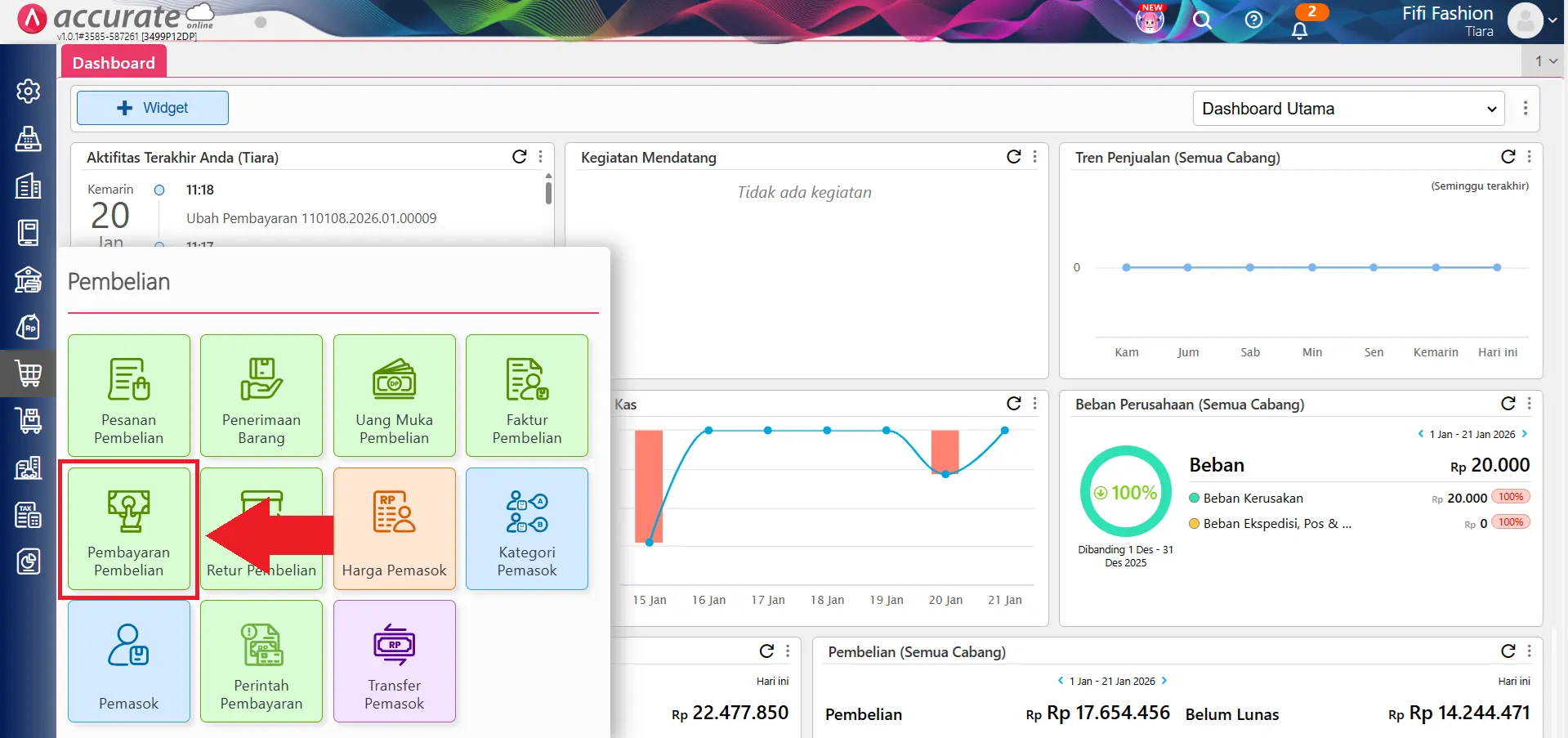 Cara retur pembelian untuk transaksi jasa