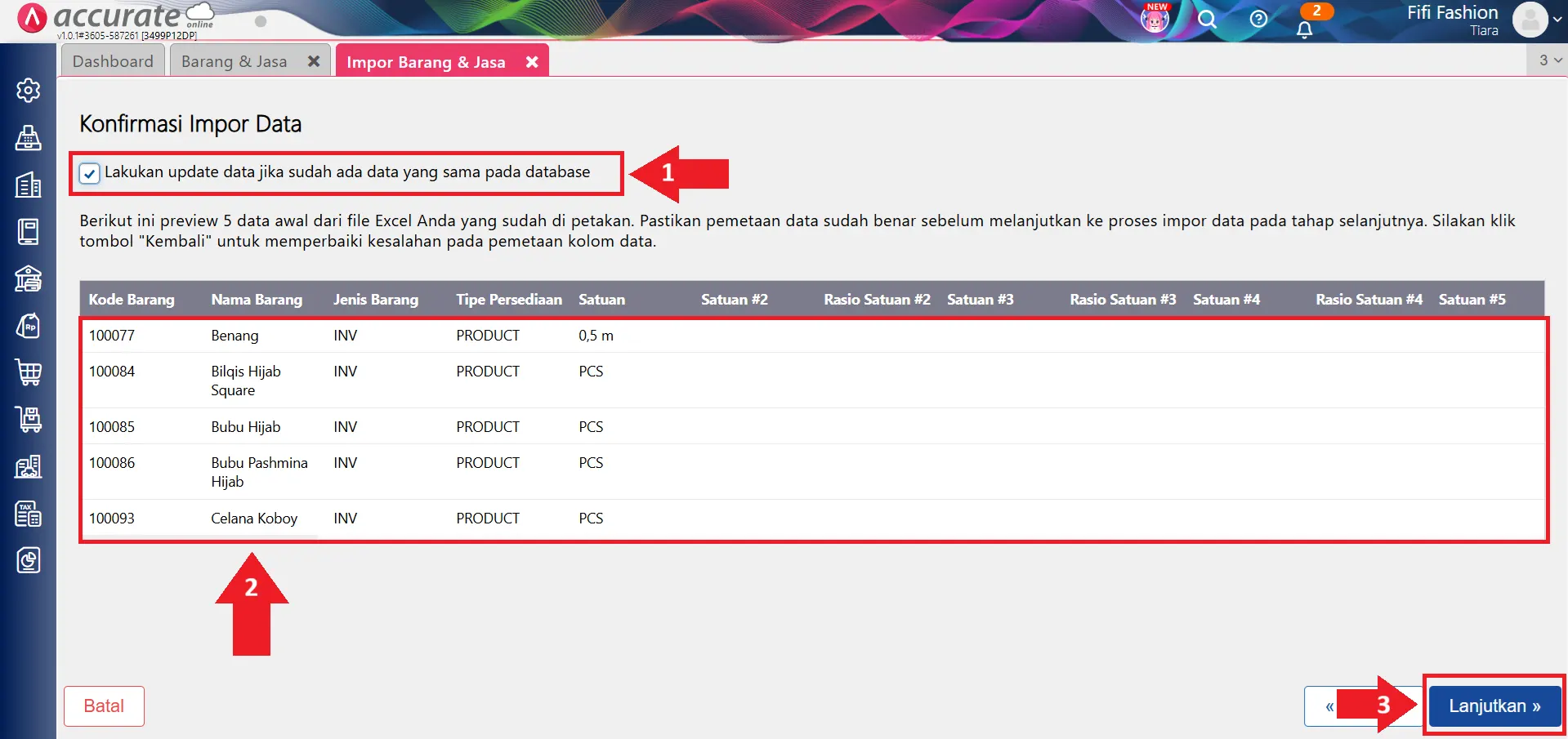 import barang saldo awal per gudang