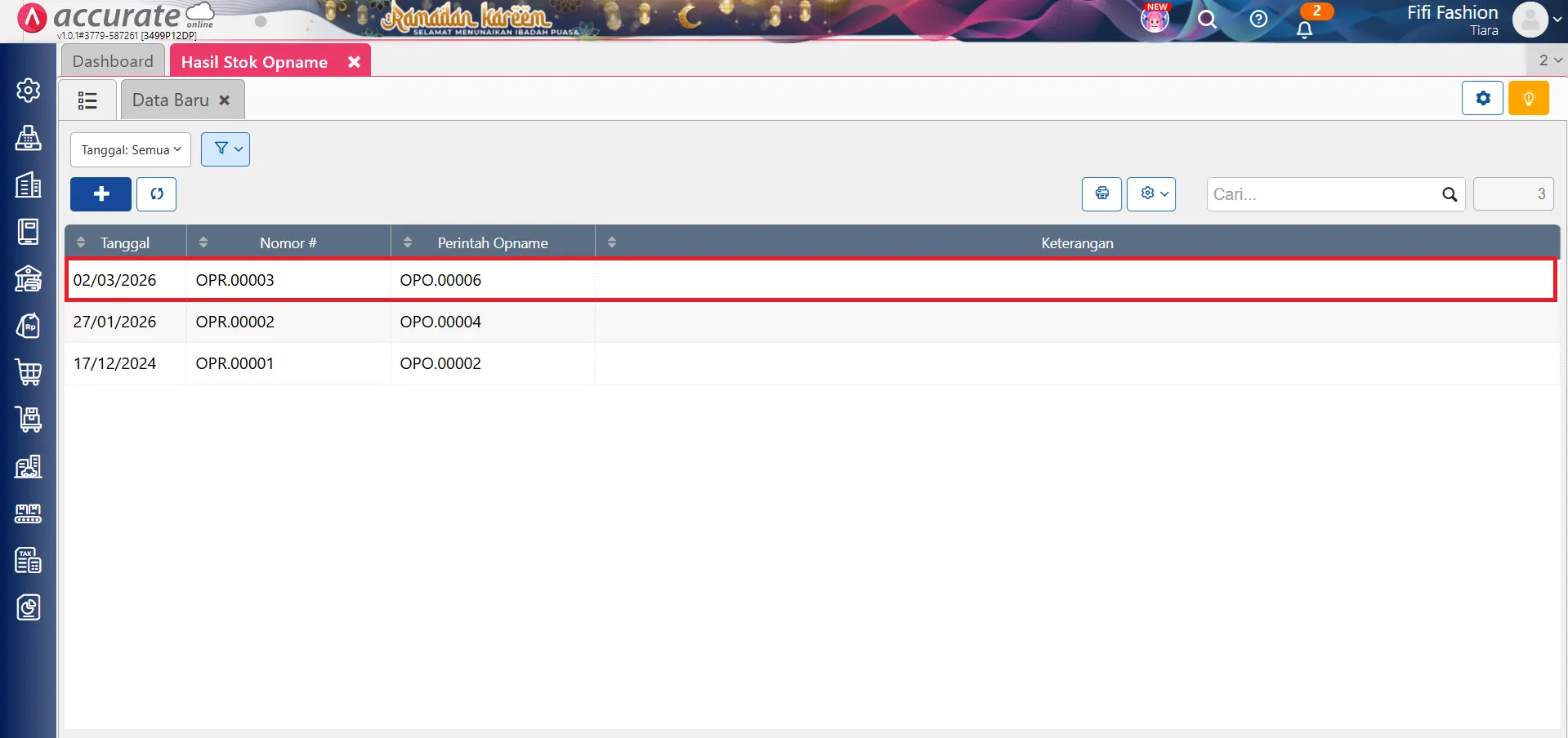 hapus perintah stock opname