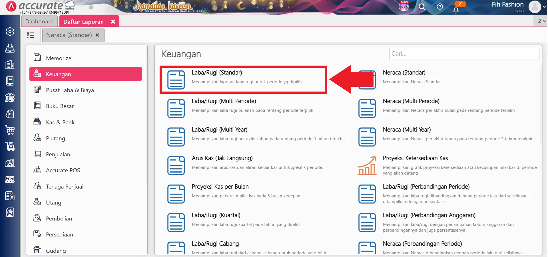 akun laba tahun ini di laporan neraca