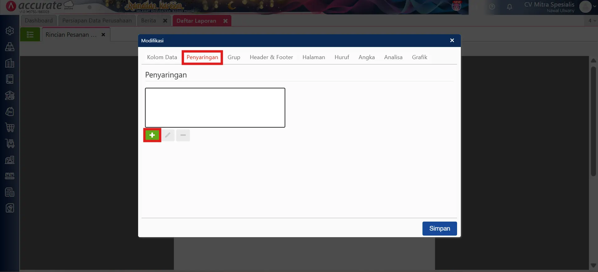 laporan pesanan pembelian ditutup