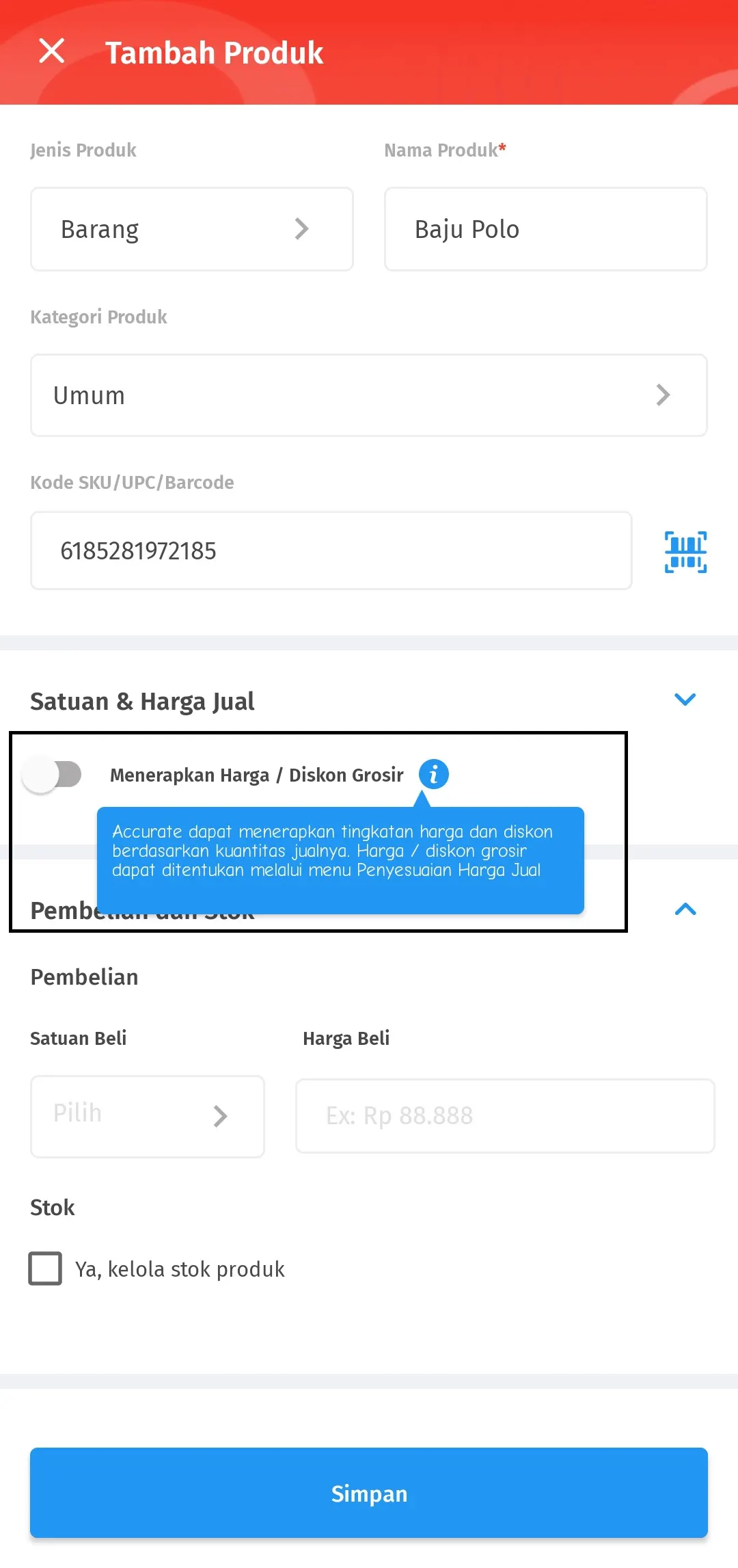 menambahkan produk barang