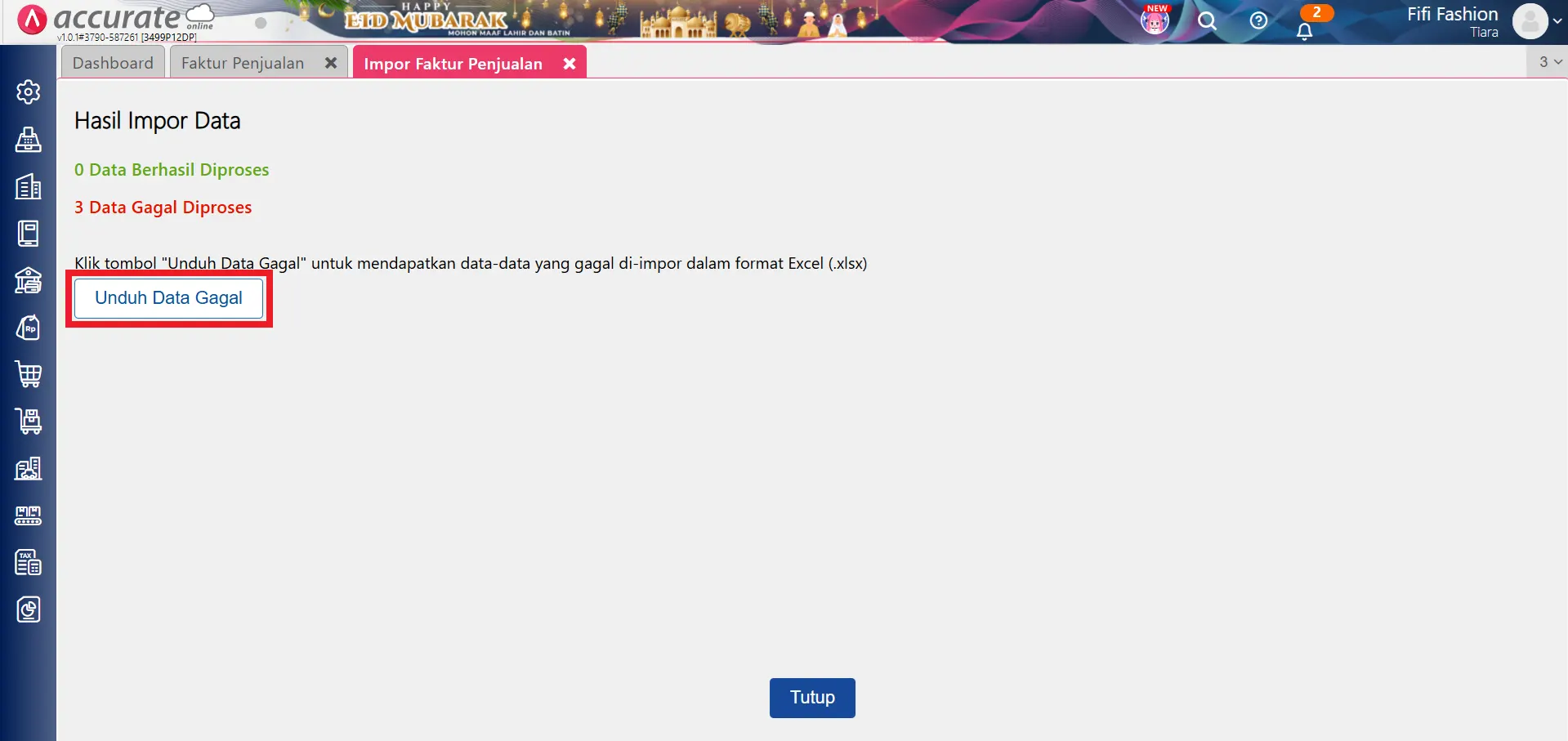 mengimpor faktur dari pengiriman pesanan