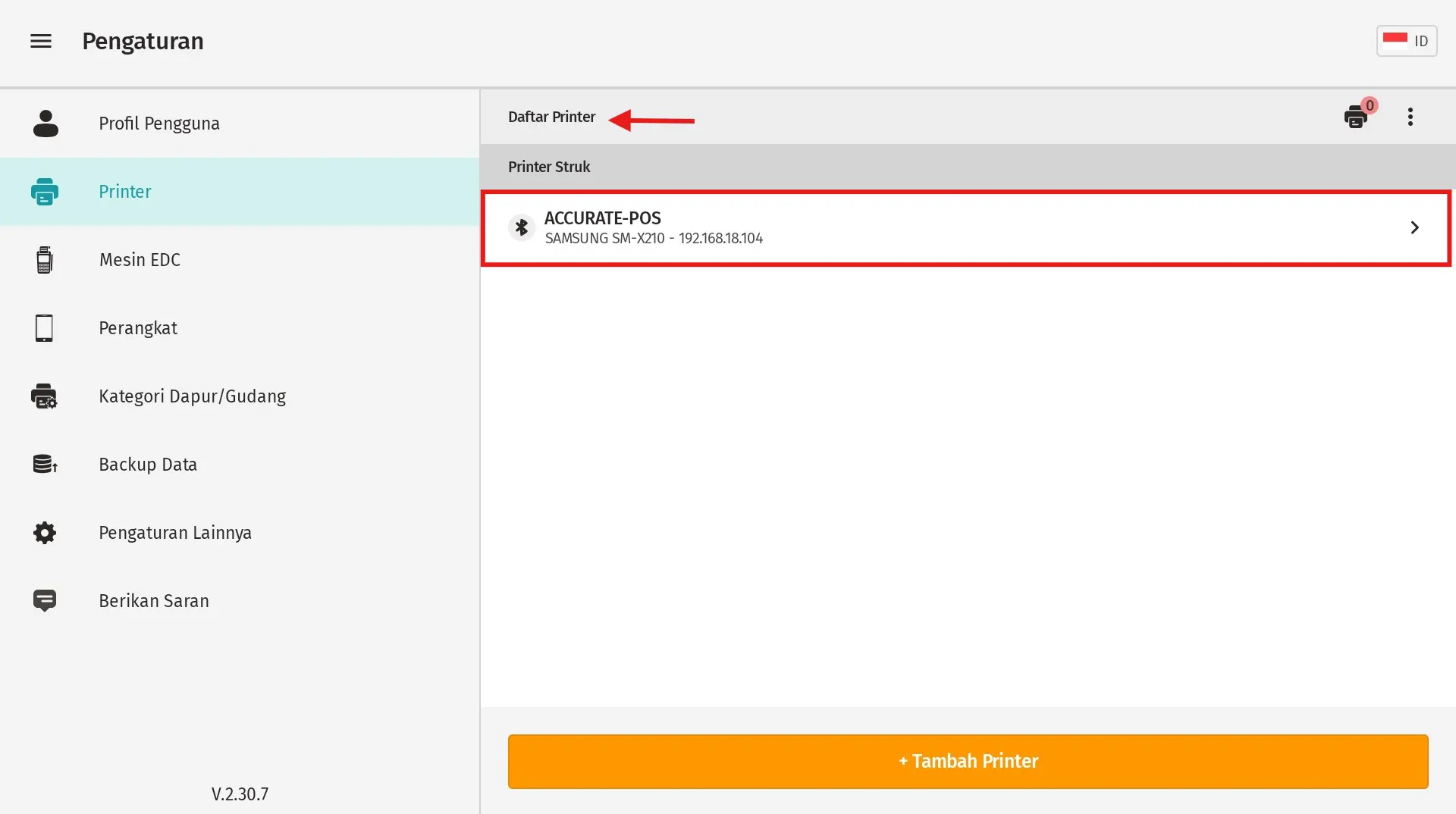 setting printer bluetooth